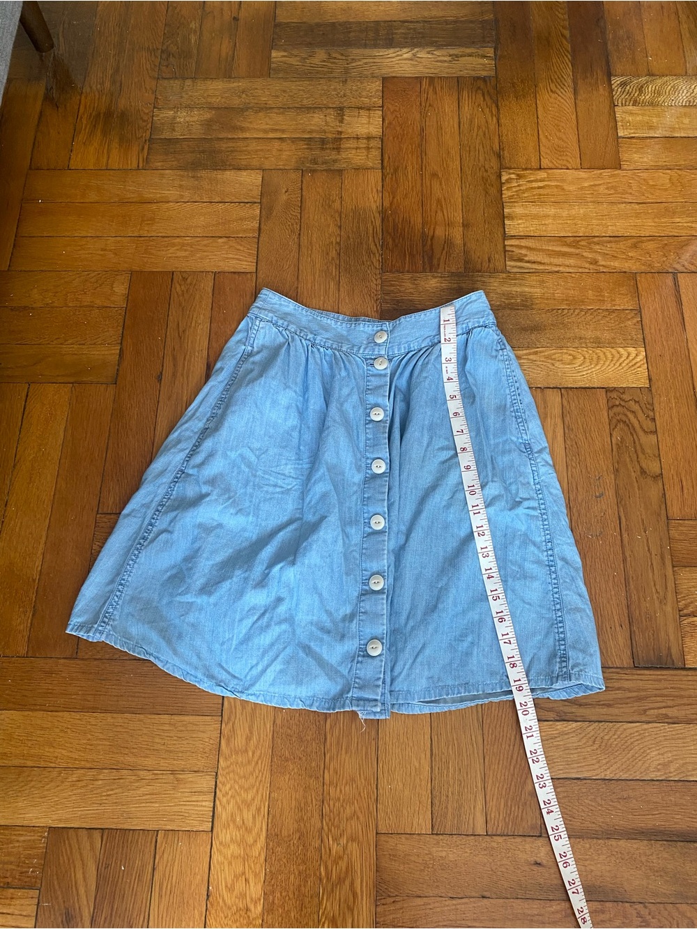 Madewell Light Wash Chambray Button Front A-Line Skirt Size 2